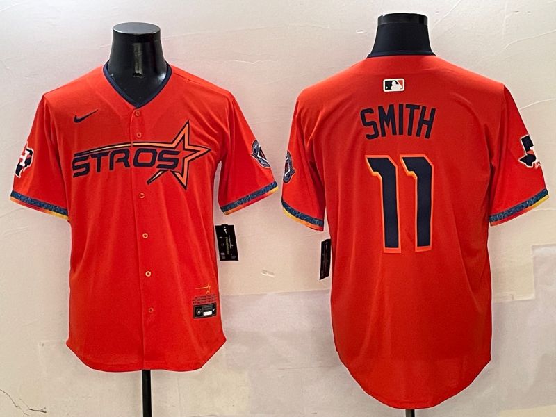 Men Houston Astros #11 Smith Orange Five generation Joint Name Nike 2025 MLB Jersey style 7->houston astros->MLB Jersey